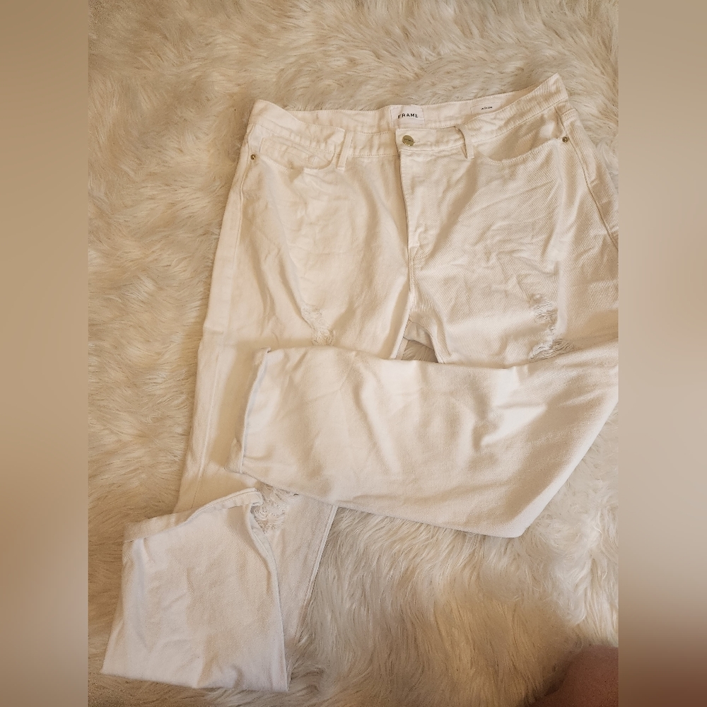 FRAME White Distressed Jeans